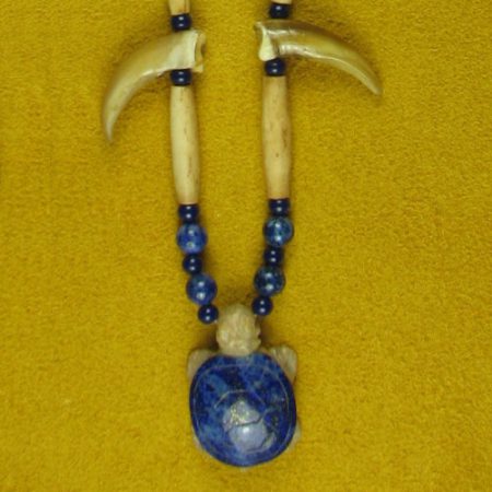 Turtle Claw & Gemstone Turtle with Gemstone Beads Necklace #103